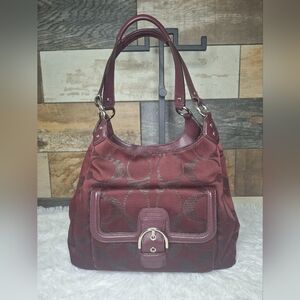 COACH Burgundy Signature Shoulder Bag